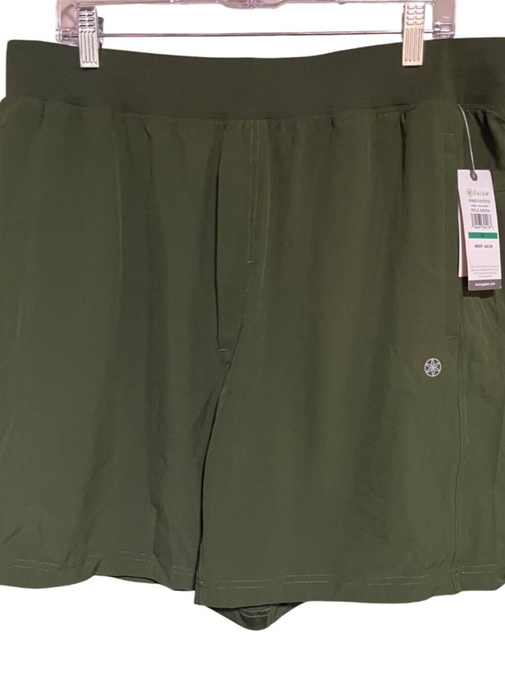 Gaiam Mens Green Active Training Shorts Size XL Lightweight Stretch Fabric